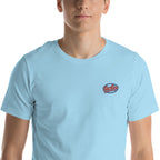 T shirt unisex bleu ciel  avec logo Taclee brodé sur le torse.