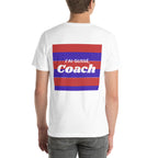 T shirt unisex blanc avec flocage dans le dos "J'ai glissé coach" 