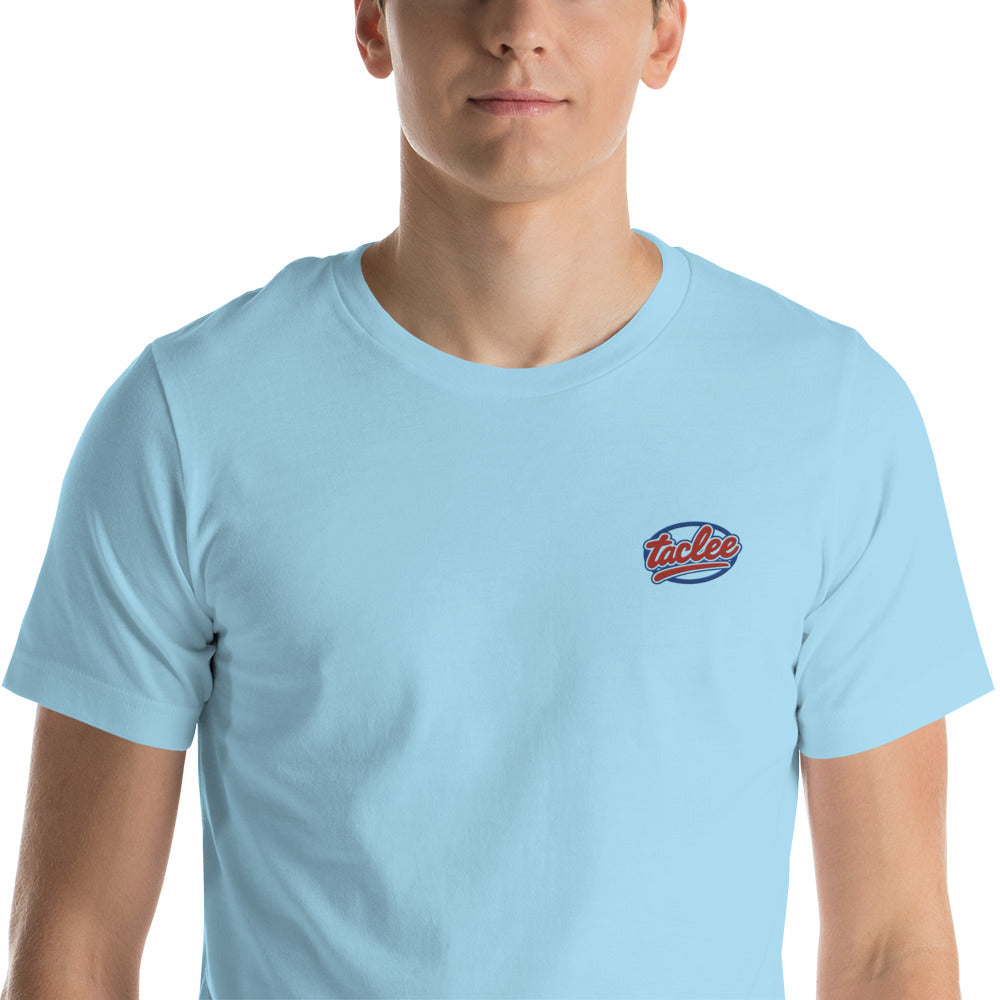 T-shirt unisex bleu ciel  avec logo Taclee brodé sur le torse