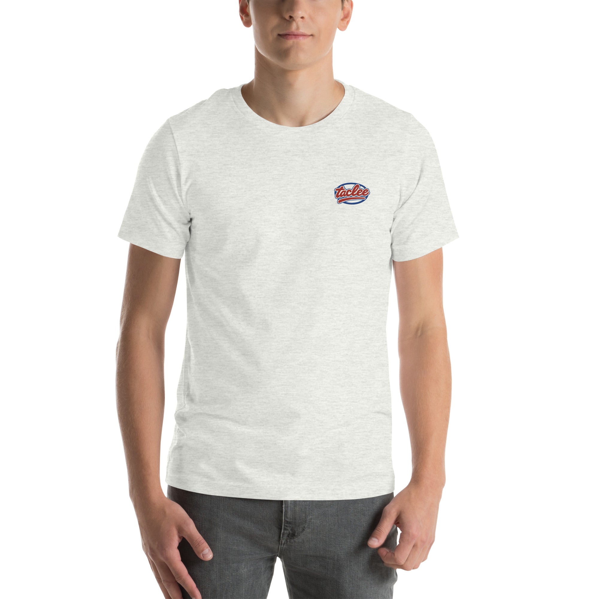 T-shirt unisex gris avec logo Taclee brodé sur le torse