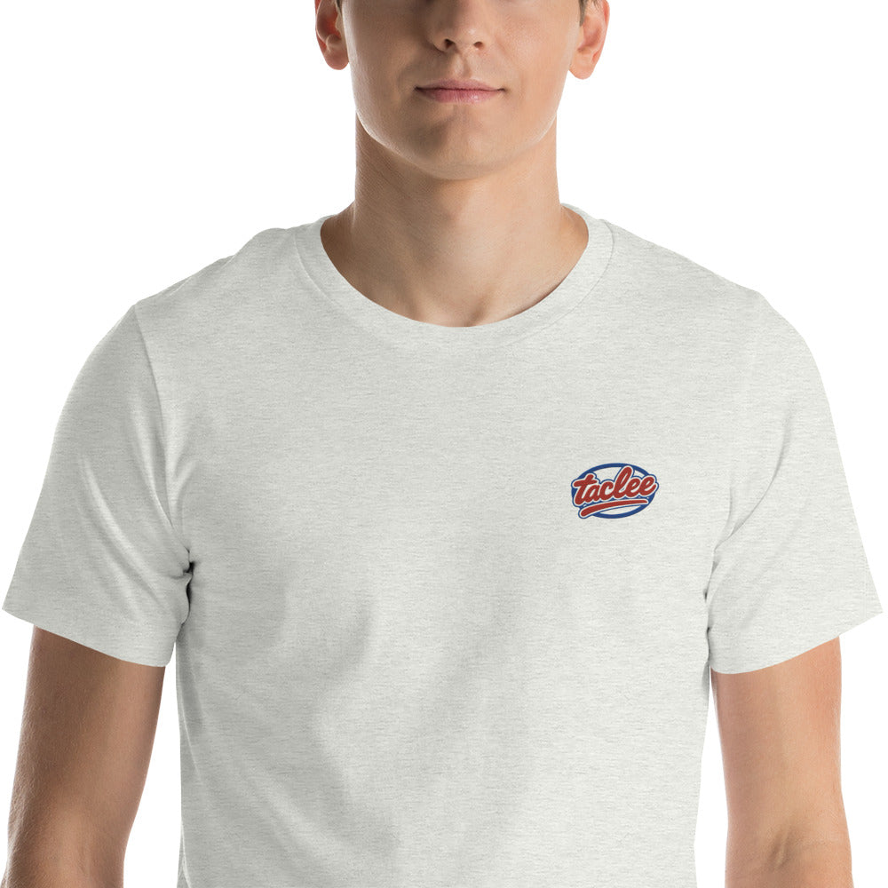 T-shirt unisex blanc avec logo Taclee brodé sur le torse