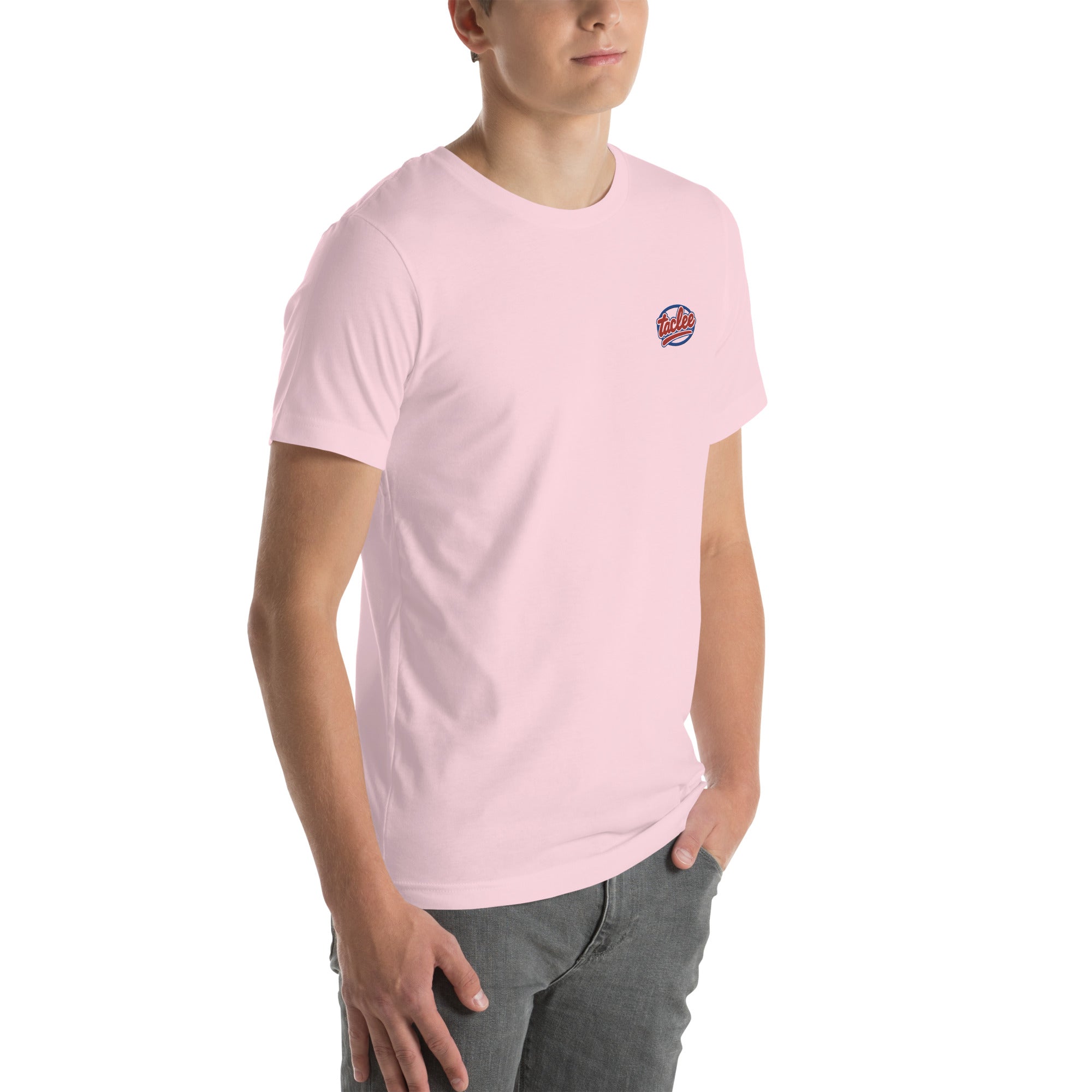 T-shirt unisex rose avec logo Taclee brodé sur le torse