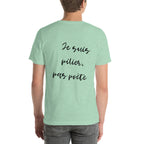 T-shirt unisex vert pastel avec flocage dans le dos "Je suis pilier, pas poète"